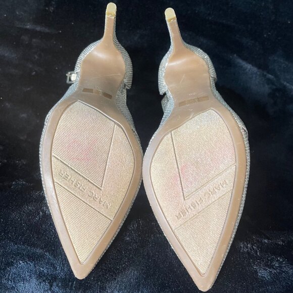 Marc Fisher Nagida Silver Sparkly Heels Women 6M Pointed Toe Stiletto Dress Shoe - Picture 7 of 16